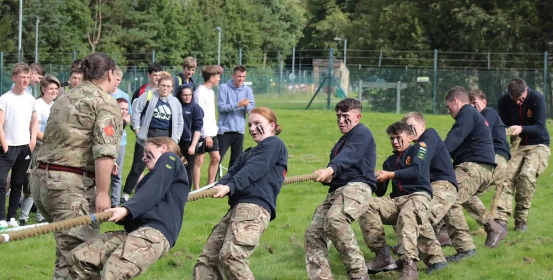 Army cadets in tug of war