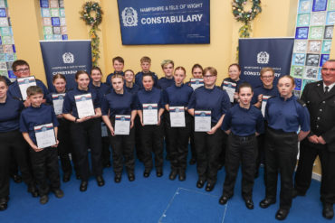 Cadets with PC Andy Buchanan (right)