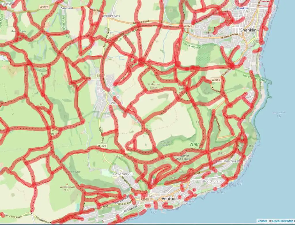 Footpath network South East Wight