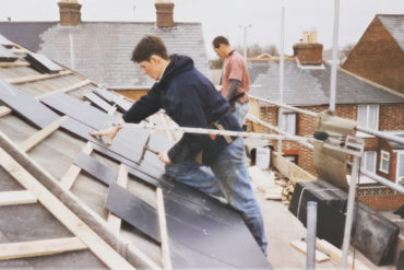Luke and Kevin Goodall - on roof many years ago