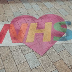 NHS painted on paving