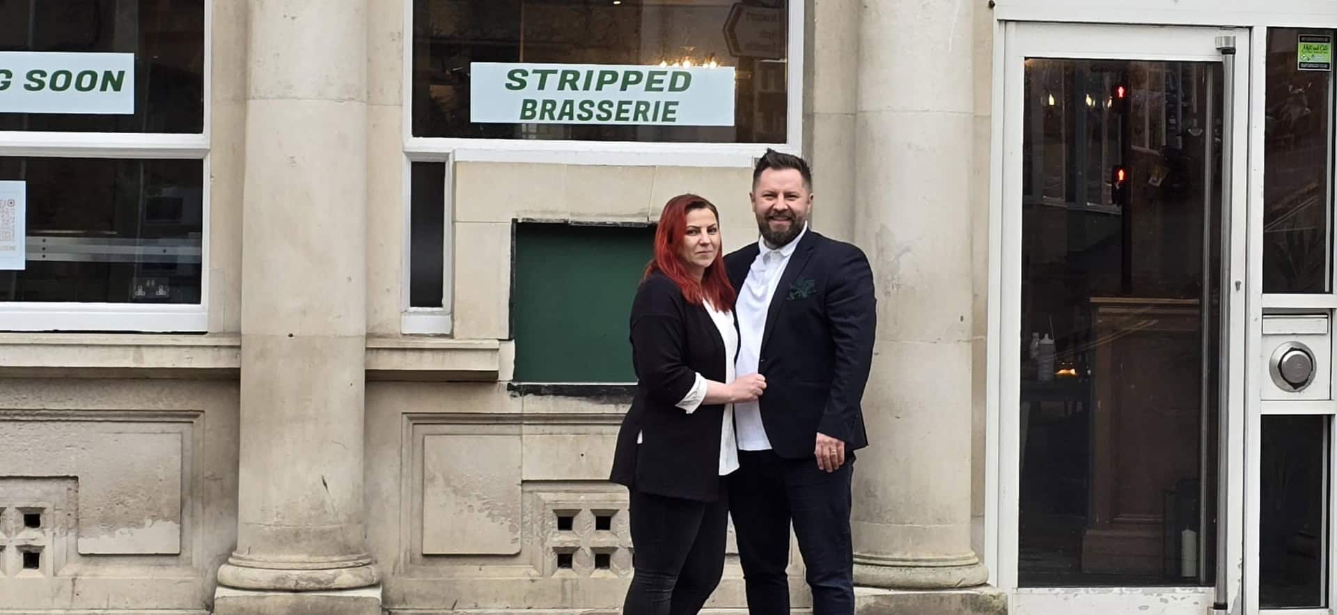 Stefan and Ramona outside Stripped Brasserie