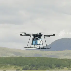 Parcel delivery drone in the air