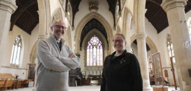 Team vicar the Rev Steve Sutcliffe and operations manager Gemma Torrington in the newly-refurbished building