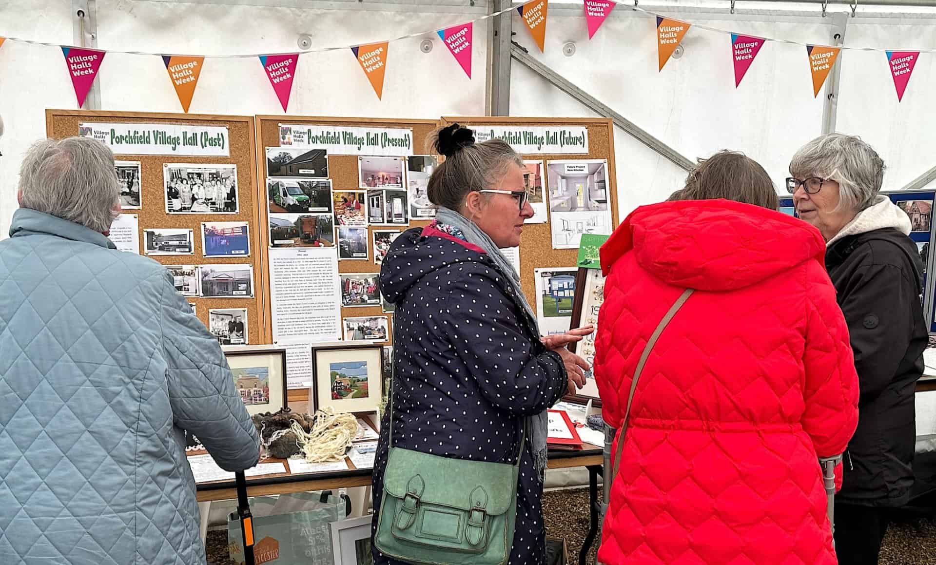 Village Halls Week - people around the stand for Porchfield Village Hall