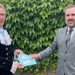 High Sheriff Graham Biss with deputy acting returning officer