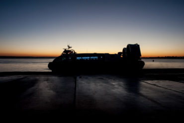 Hovercraft at night time