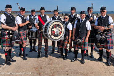 Bagpipe players at the Isle of Wight Armed Forces Day 2023