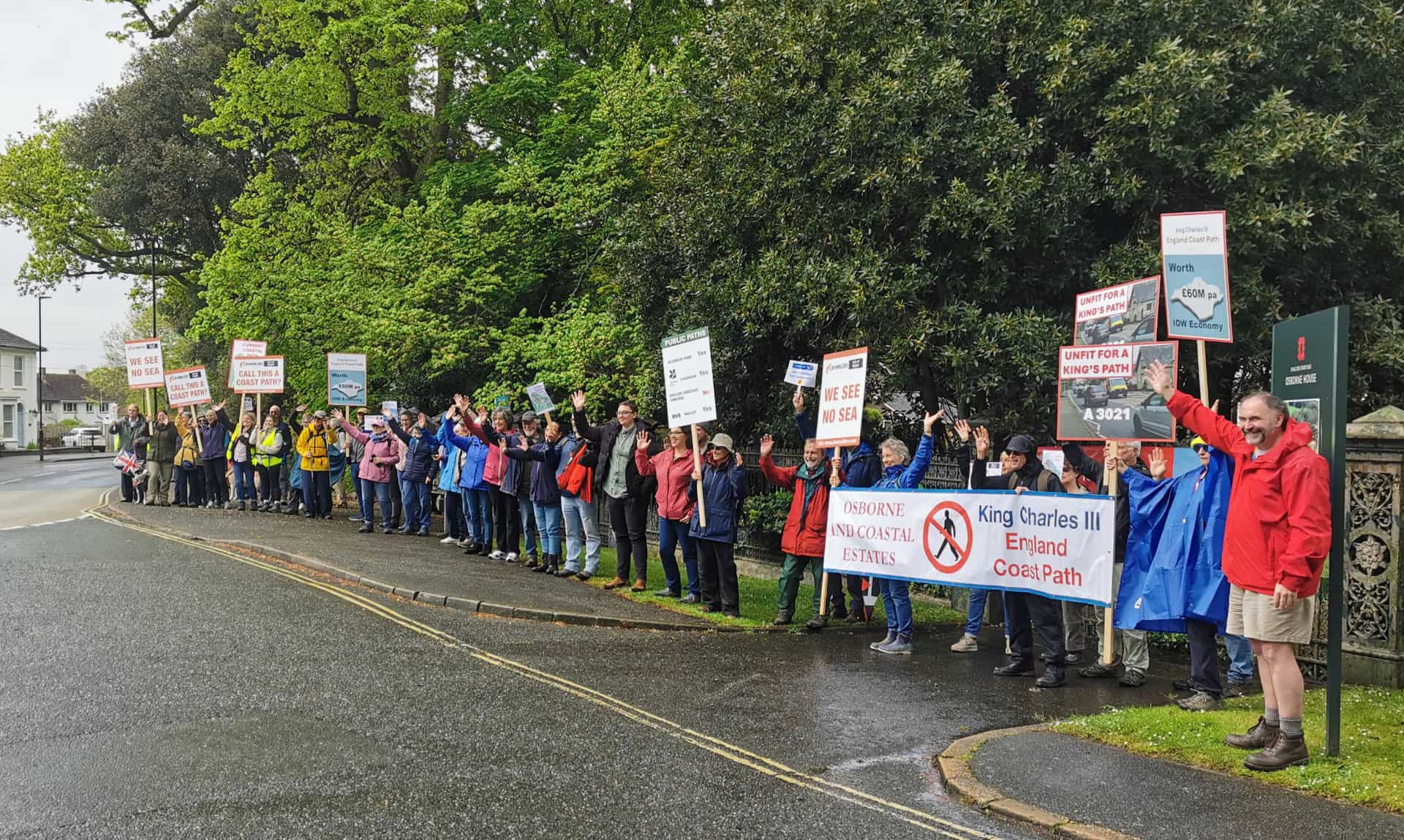 Ramblers protesting outside Osborne House