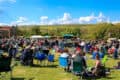 Festival goers enjoying the music and sunshine at Wolverton Folk and Blues Fair