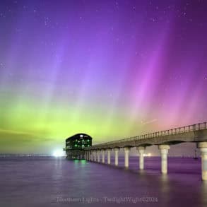 aurora borealis over the bembridge lifeboat station