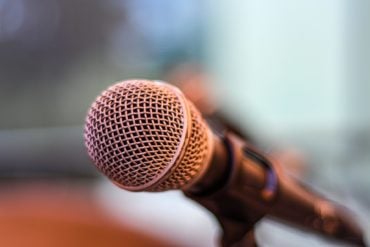 close up of a microphone