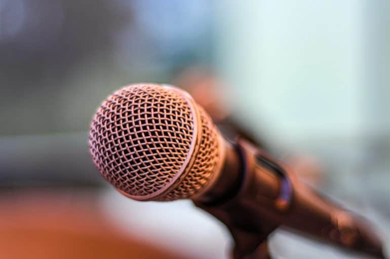 close up of a microphone