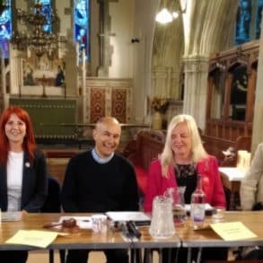 Prospective candidates at the Brading Church Hustings