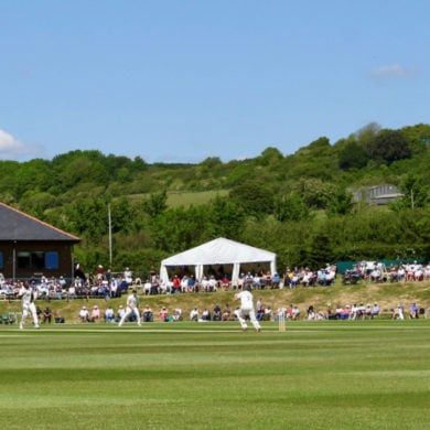 Hants team playing at Newclose Cricket Ground