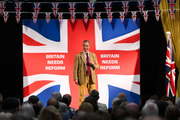 Nigel Farage in front of a union flag