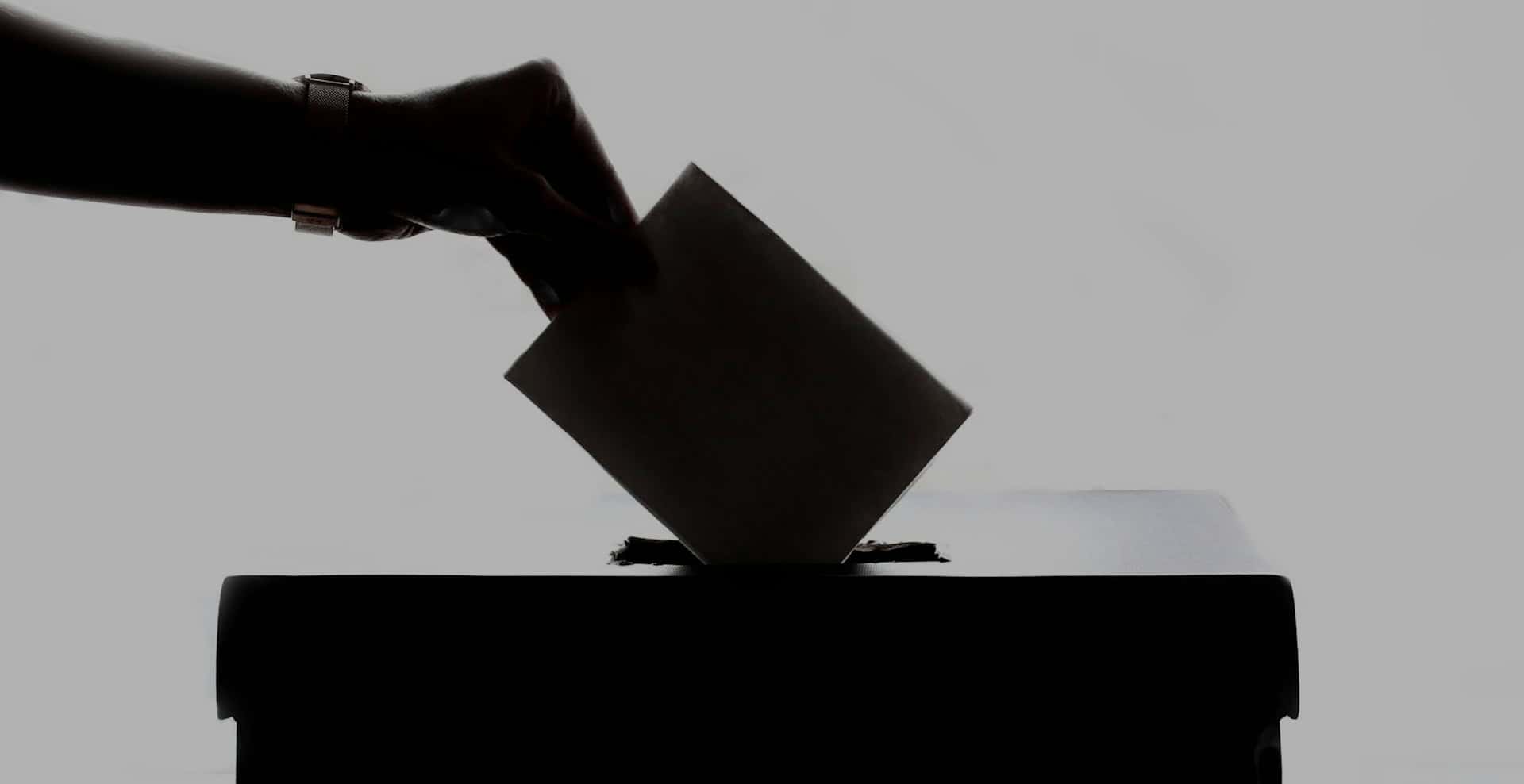 Person putting voting slip in ballot box