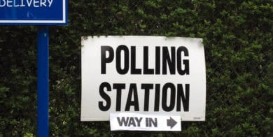 Polling station sign