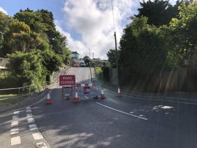 Southern Water road closed at the graben