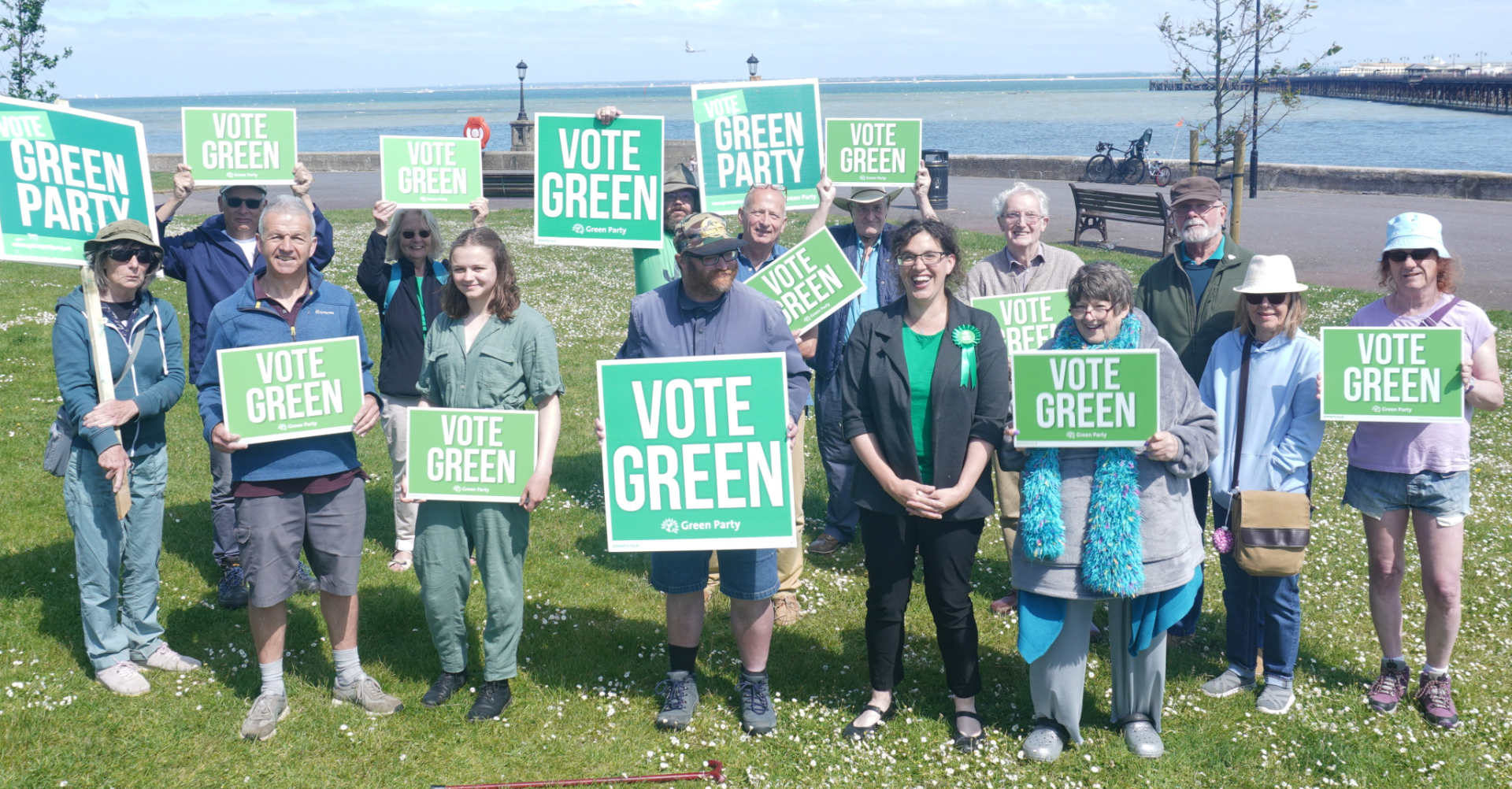 Vix Lowthion with Green Party Supporters