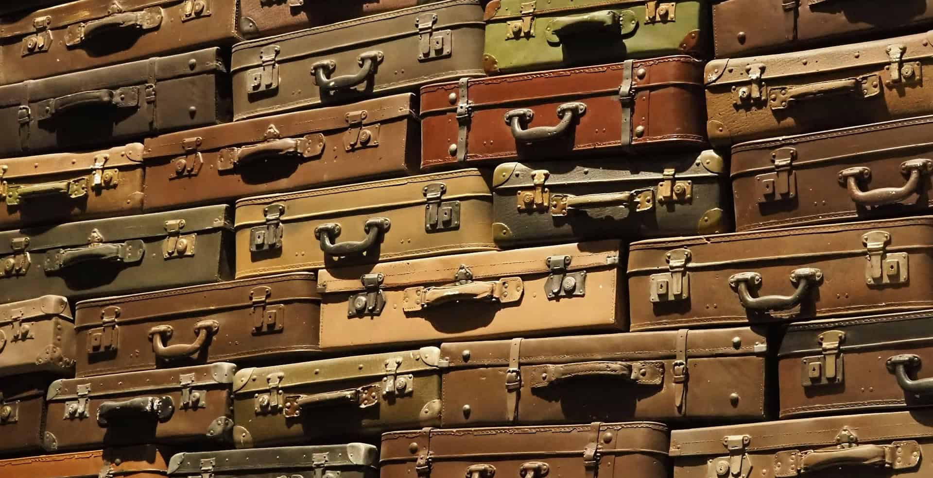 a wall of suitcases