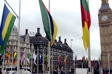 commonwealth flags outside parliament by foreignoffice