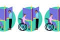 illustration of person in wheelchair and person with headphones on both voting - Occupational Therapists