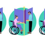 illustration of person in wheelchair and person with headphones on both voting - Occupational Therapists