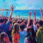 illustration of young people with their hands in the air - youth trust