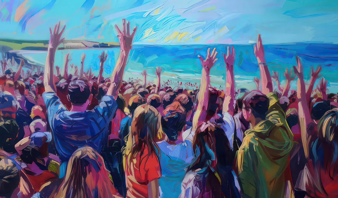 illustration of young people with their hands in the air - youth trust