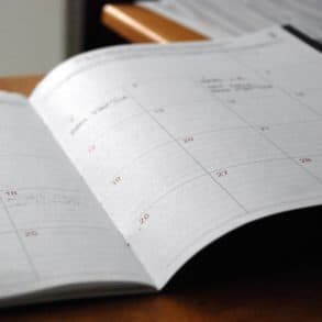 photo of a desk diary and calendar