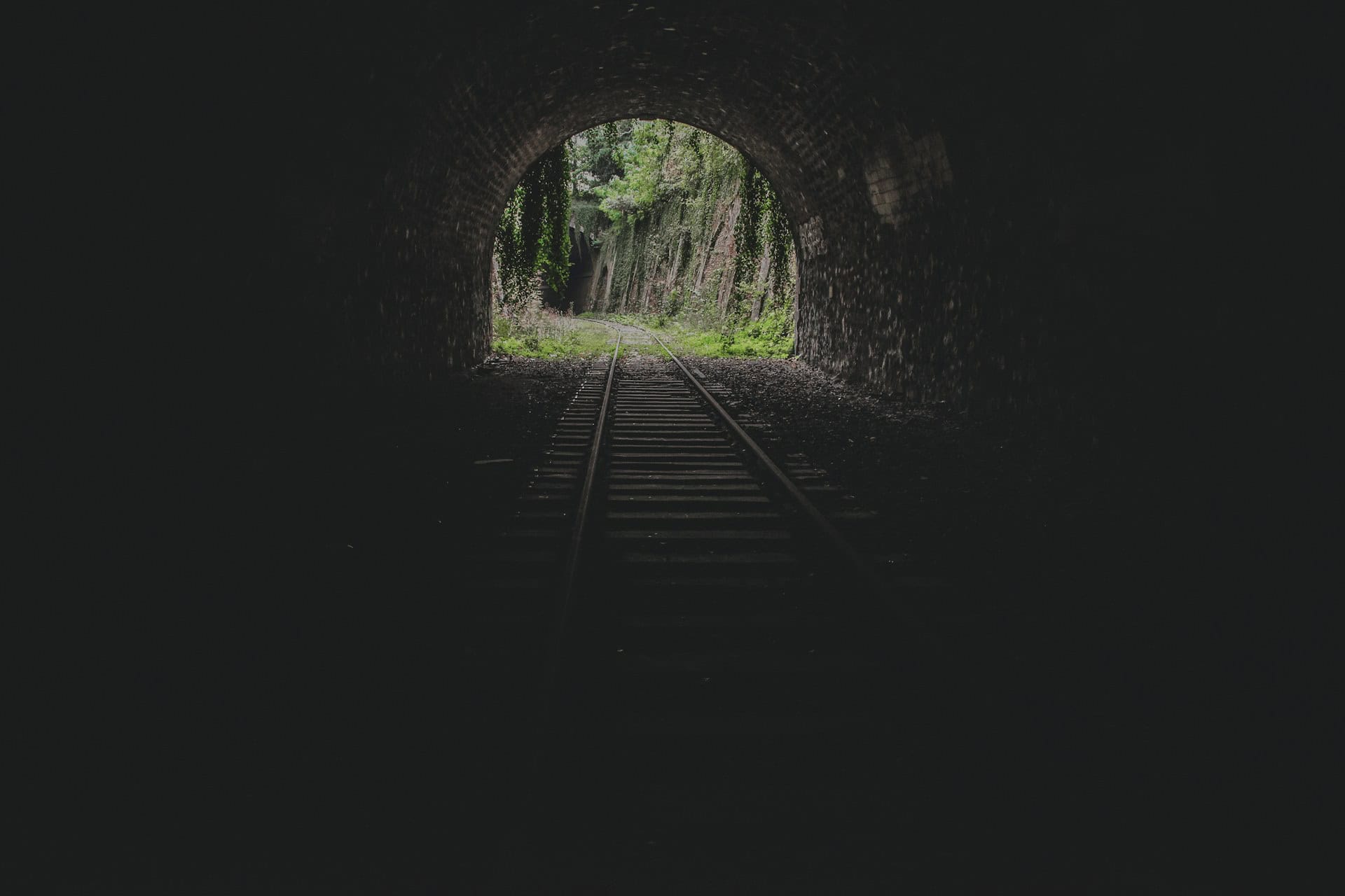 emerging from a tunnel