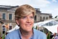 Clare Balding overlaid on northwood house scene