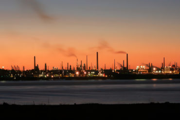 Fawley Oil Refinery in the sunset