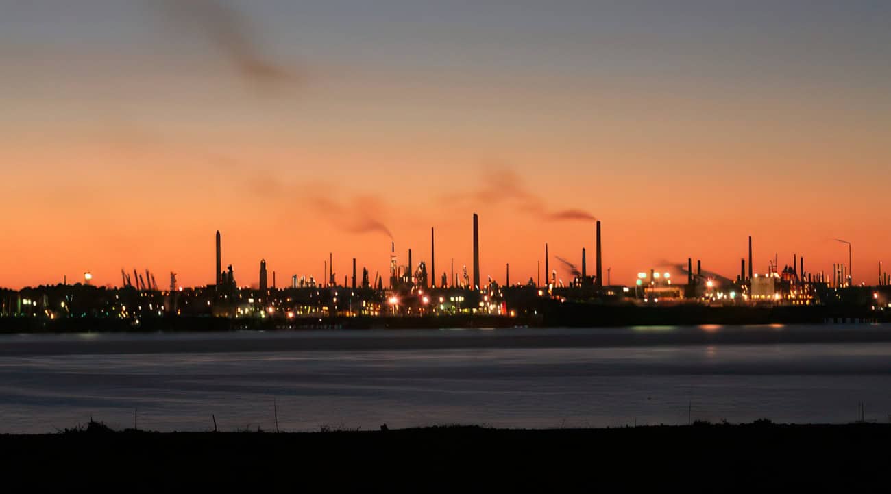 Fawley Oil Refinery in the sunset