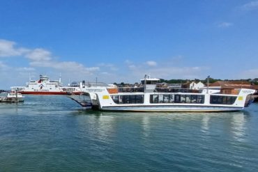 Floating Bridge with Red Funnel ferry