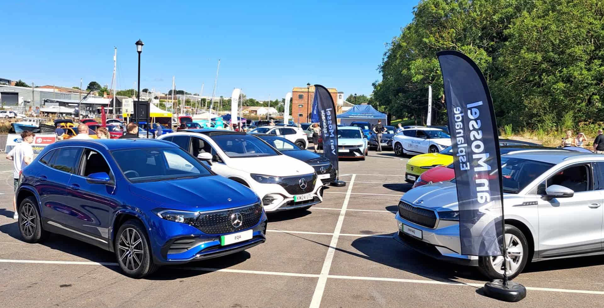 Cars and people at the Going Electric event