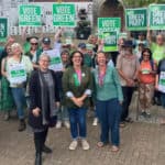 Green Party supporters welcome Dame Natalie Bennett to Ryde