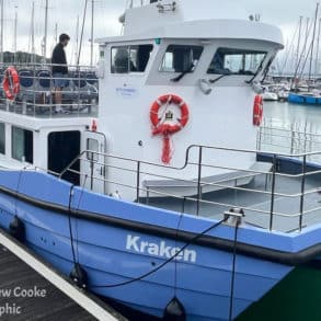 Kraken ferry docked at the Harbour