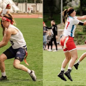 Lottie Laidler playing flag football montage