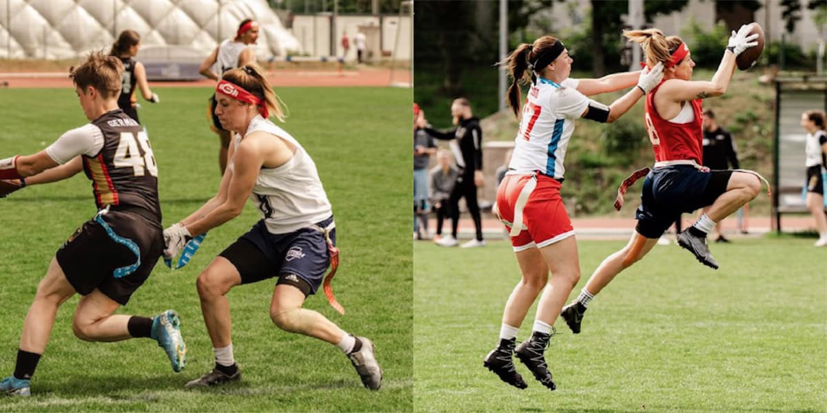 Lottie Laidler playing flag football montage