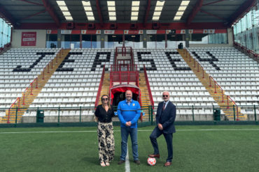 Left to Right Tanzy Cherry, COO and David Cherry CEO at Cherry Godfrey and Jonathan Le Fondre at Jersey FA