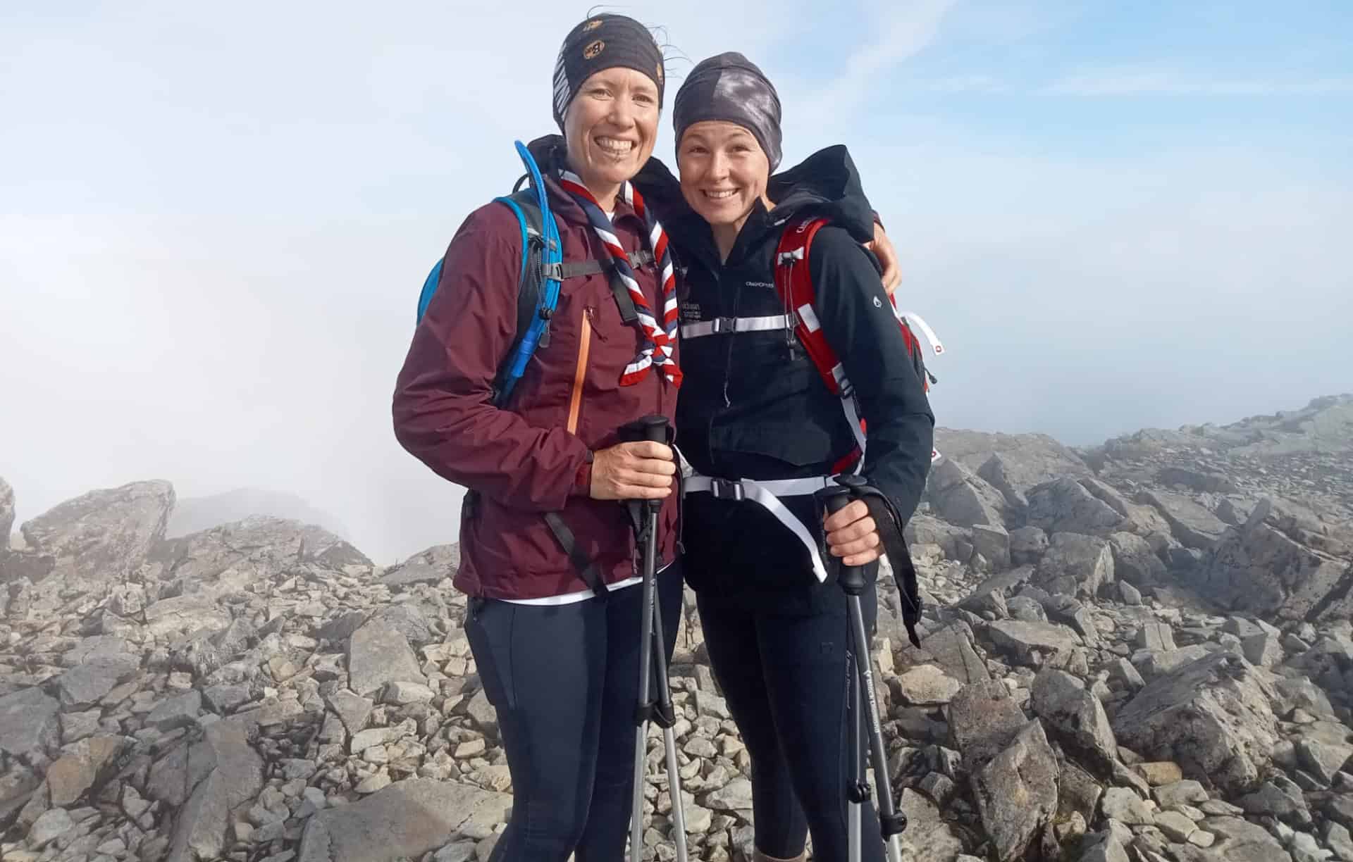 Mary and Sandra at the top of Scafell Pike