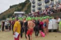 Swimmers by Sandown Pier ready to start the Pier to Pier swim 2024