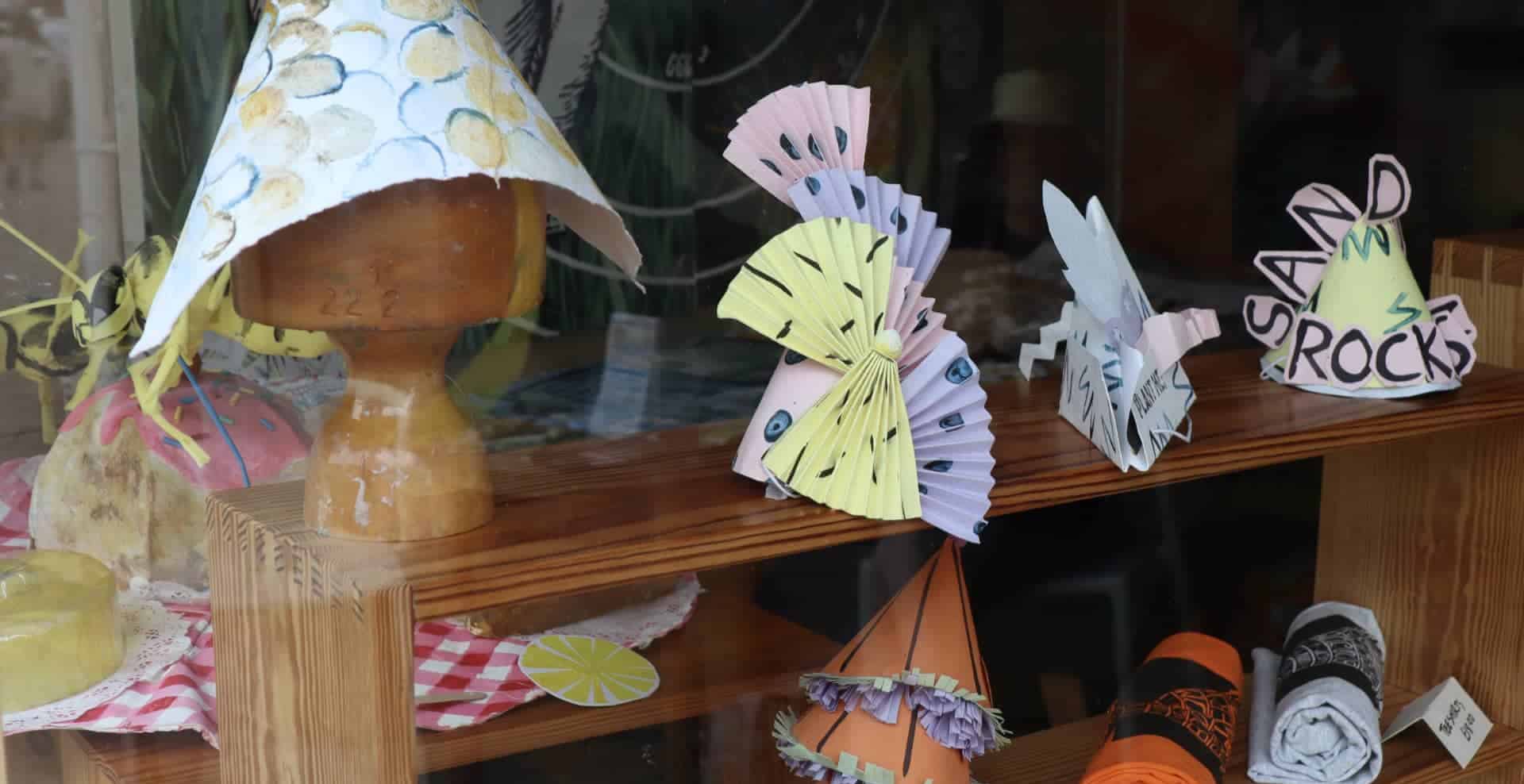 Seed paper hats designed by Keely Hunter, based on Regatta headwear worn in Sandown in the past