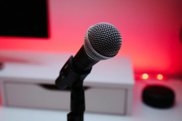 microphone in podcast studio