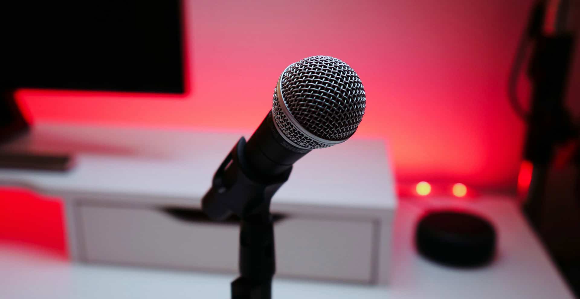 microphone in podcast studio