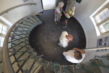 Appley Tower interior looking down from the spiral staircase