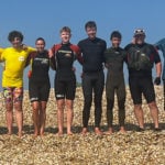 Beach lifeguards after the swim from Gosport to Ryde