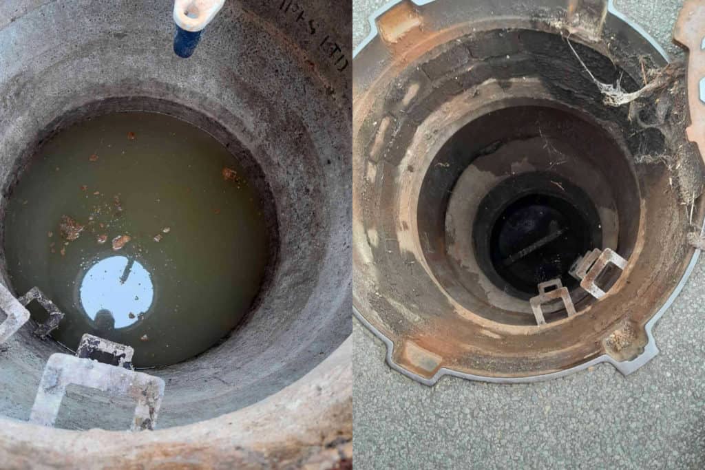  Before and After photo of the drain